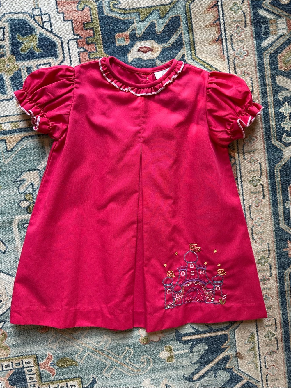 TPP Girls' Pink Embroidered Castle Dress